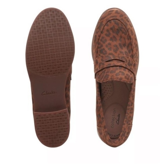 Clarks Trish Rose Suede Leather Animal Leopard Print Slip On Loafer 10M - Picture 2 of 12